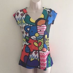 Sara Mode Colorful Graphic Bear T-Shirt